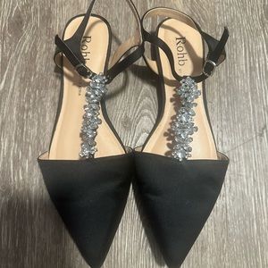 Rohb joyce azria satin jewel flats ankle strap size 6.5